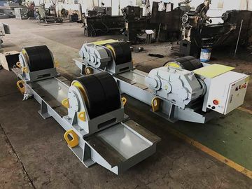 Color Grey 60 Ton Bolt Adjustment Pipe Welding Rollers , Oil Tank PU Wheel Tank Turning Rolls